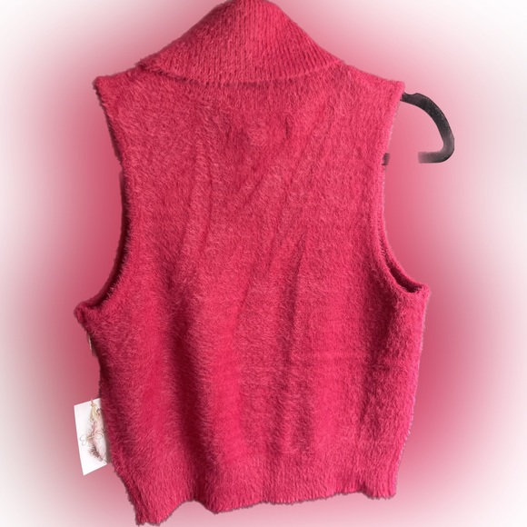 NWT fushia pink cowl neck mohair tank size L - Picture 2 of 7